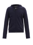Matchesfashion.com Brunello Cucinelli - Cotton-blend Jersey Hooded Zip-up Sweatshirt - Mens - Navy