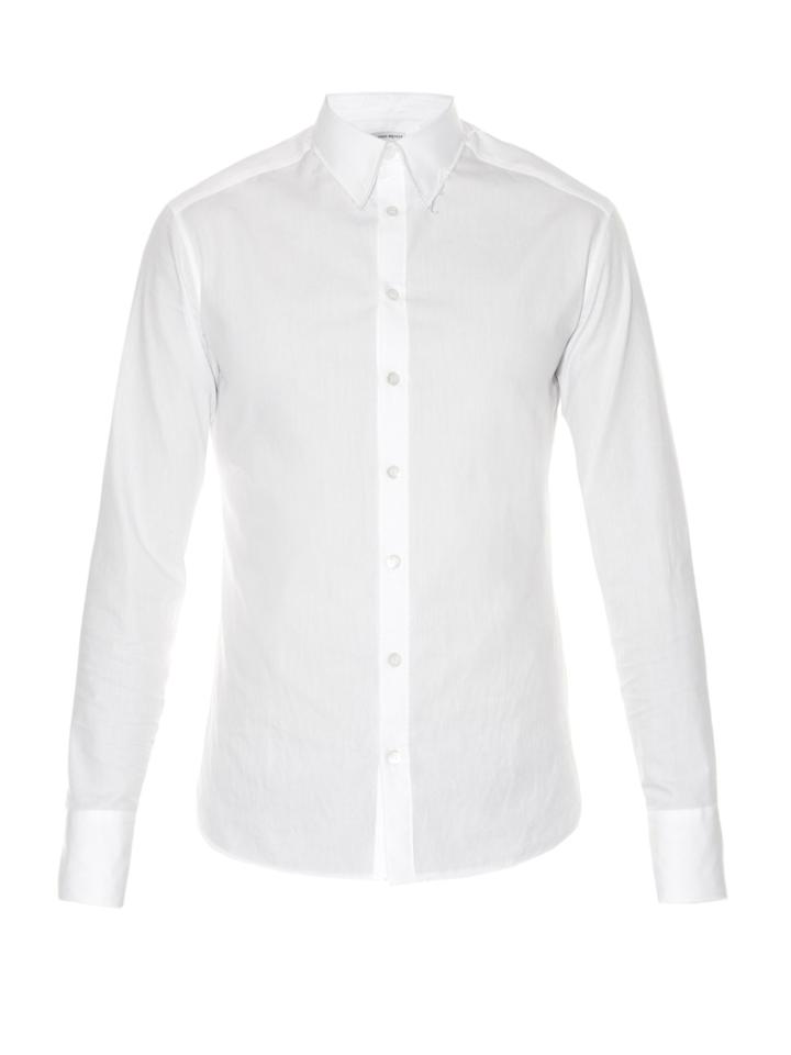 Alexander Mcqueen Raw-edge Single-cuff Cotton-poplin Shirt