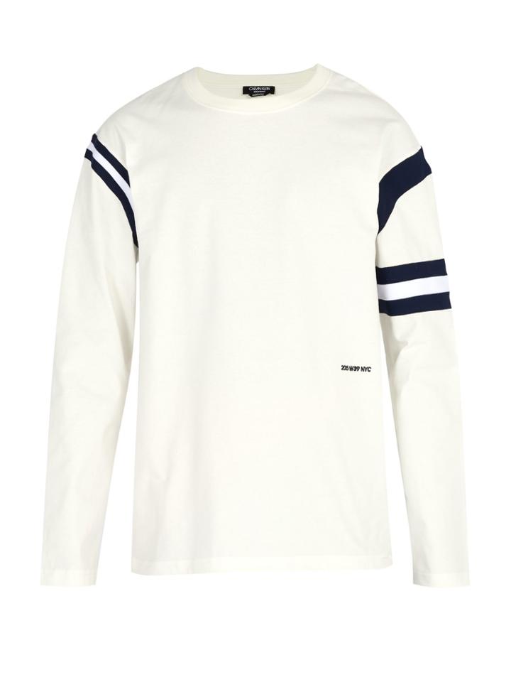 Calvin Klein 205w39nyc Stripe-trim Cotton Crew-neck Sweatshirt