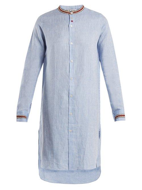 Matchesfashion.com Jupe By Jackie - Ribe Long Line Linen Shirt - Womens - Light Blue