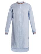 Matchesfashion.com Jupe By Jackie - Ribe Long Line Linen Shirt - Womens - Light Blue