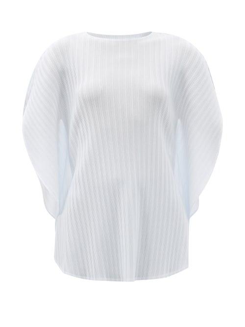 Matchesfashion.com Pleats Please Issey Miyake - Round-neck Ribbed Technical-pleated Top - Womens - Light Grey