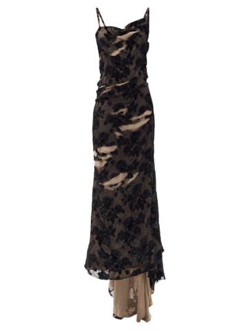 Matchesfashion.com Balenciaga - Floral-devor And Distressed Draped Gown - Womens - Black