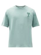 Matchesfashion.com Ami - Logo-embroidered Cotton-jersey T-shirt - Mens - Light Green