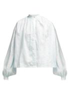 Matchesfashion.com Thierry Colson - Slava Floral Print Linen Blouse - Womens - Light Blue