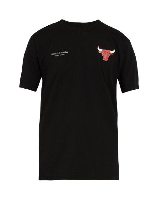 Matchesfashion.com Marcelo Burlon - Chicago Bulls Appliqued T Shirt - Mens - Black Multi