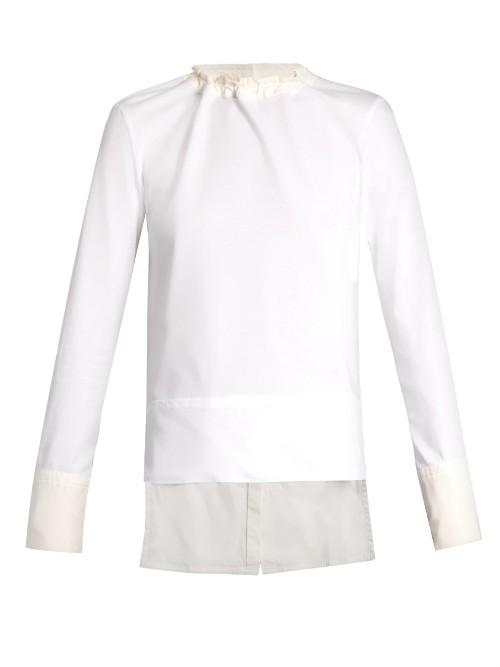 Marni Long-sleeved Cotton-poplin And Jersey Top