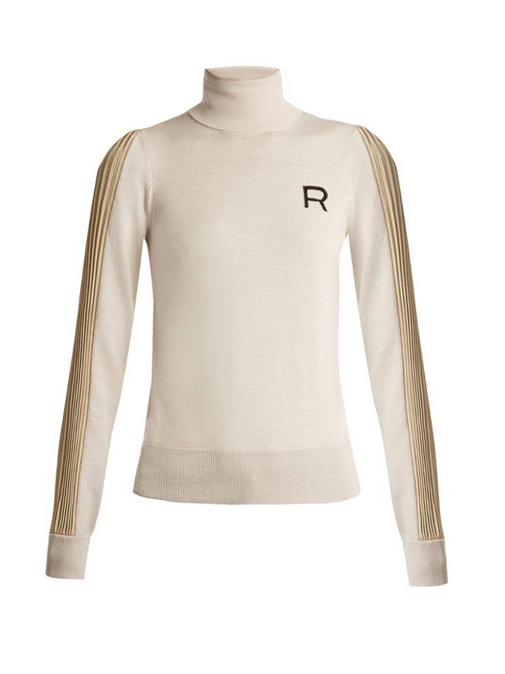 Rochas Roll-neck Pleated-sleeve Wool Sweater
