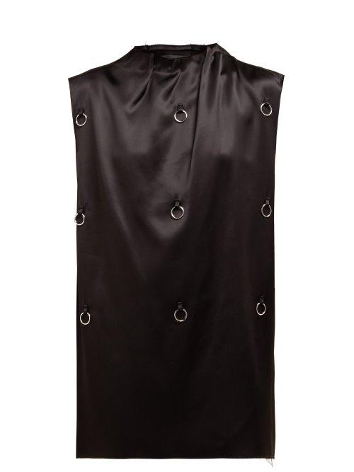 Matchesfashion.com Raf Simons - Ring Raw Hemmed Satin Top - Womens - Black
