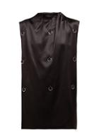 Matchesfashion.com Raf Simons - Ring Raw Hemmed Satin Top - Womens - Black