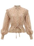 Matchesfashion.com Etro - Gardenia Paisley-print Cotton-blend Blouse - Womens - Beige