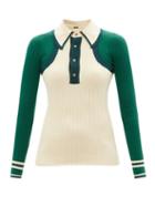 Dodo Bar Or - Justin Ribbed-knit Polo Top - Womens - Green Multi