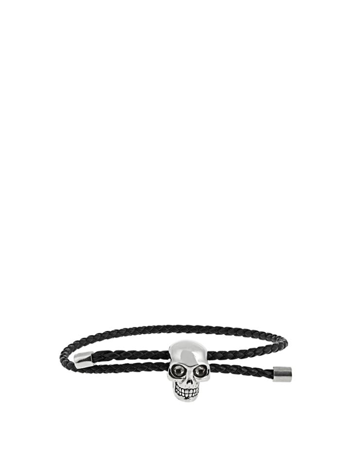 Alexander Mcqueen Skull And Braided-leather Bracelet