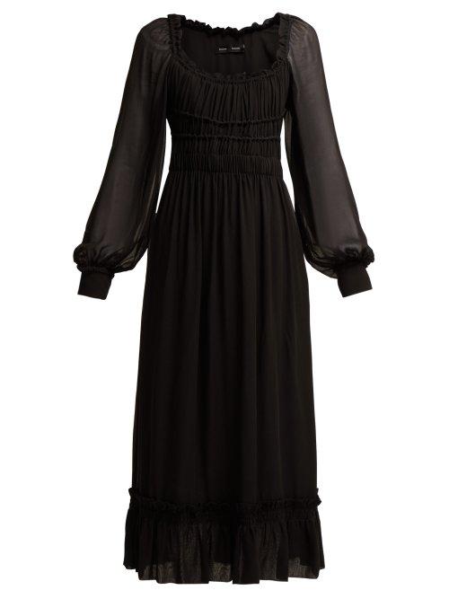 Matchesfashion.com Proenza Schouler - Crepe Chiffon Square Neck Dress - Womens - Black