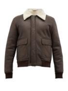 Matchesfashion.com De Bonne Facture - Shearling Lined Leather Aviator Jacket - Mens - Dark Brown