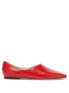 Matchesfashion.com Jimmy Choo - Joselyn Crocodile-effect Leather Ballet Flats - Womens - Red