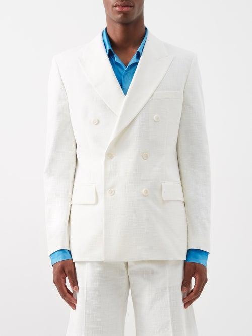 Casablanca - Double-breasted Cotton Suit Jacket - Mens - White