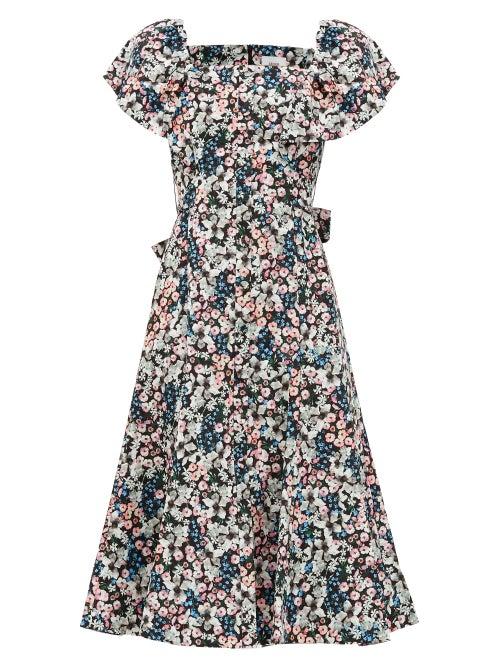 Matchesfashion.com Erdem - Maudie Meadow Park-print Cotton Midi Dress - Womens - Black Print