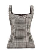 Matchesfashion.com Emilia Wickstead - Judy Prince Of Wales Checked Peplum Top - Womens - Black White
