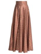 Matchesfashion.com Diane Von Furstenberg - Baker Polka Dot Silk Skirt - Womens - Brown White