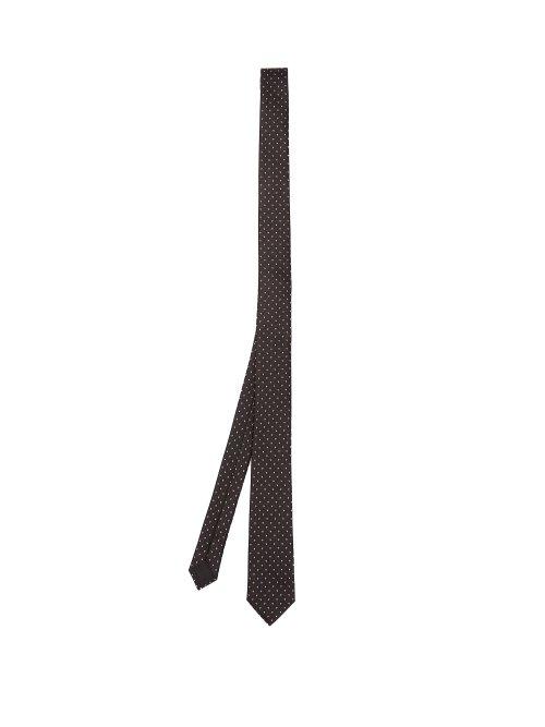 Matchesfashion.com Saint Laurent - Abstract Jacquard Silk Tie - Mens - Black