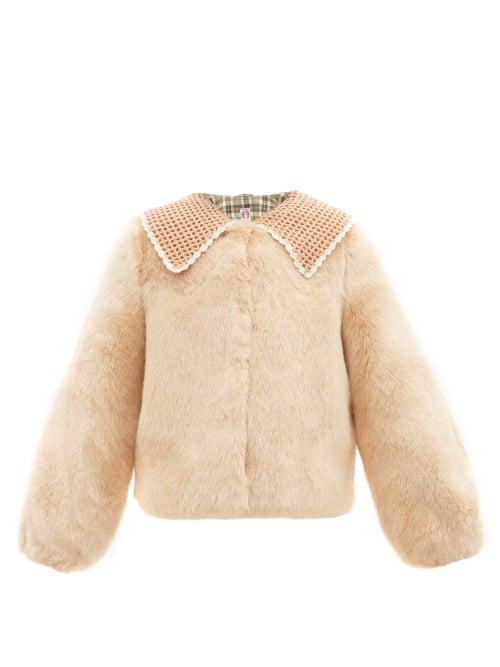 Shrimps - Ralph Crochet-collar Faux-fur Jacket - Womens - Pink