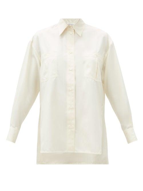 Matchesfashion.com Victoria Beckham - Patch-pocket Silk-satin Blouse - Womens - Cream