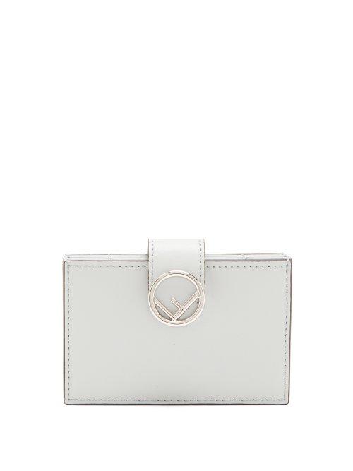 Matchesfashion.com Fendi - Logo Embellished Expandable Cardholder - Womens - Light Blue