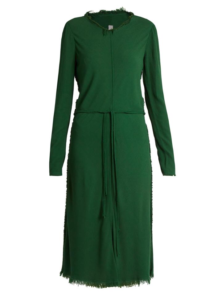 Raquel Allegra Frayed-edges Crepe Midi Dress