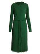Raquel Allegra Frayed-edges Crepe Midi Dress