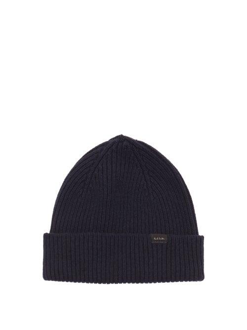 Matchesfashion.com Paul Smith - Logo-label Ribbed Cashmere-blend Beanie - Mens - Navy
