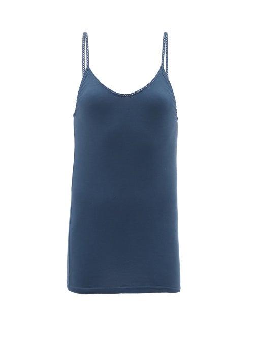 Matchesfashion.com Domi - Rickrack-trim Organic-cotton Jersey Cami Top - Womens - Navy