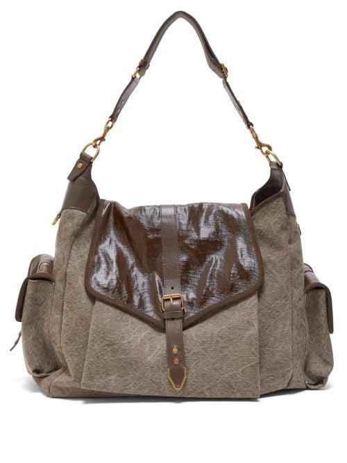 Matchesfashion.com Isabel Marant - Mawee Leather And Linen Shoulder Bag - Womens - Khaki