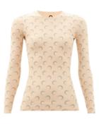 Ladies Rtw Marine Serre - Reflective Moon-print Jersey Top - Womens - Beige Print