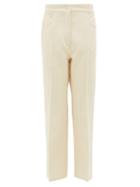 Matchesfashion.com Jil Sander - Press-creased Cotton-blend Tricotine Trousers - Womens - Ivory