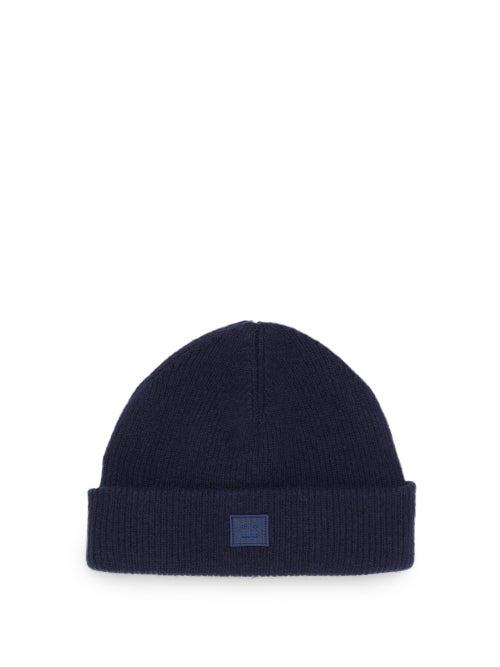 Matchesfashion.com Acne Studios - Face-patch Ribbed Wool-blend Beanie - Mens - Navy