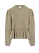 Lemaire - Peplum Ribbed-knit Sweater - Womens - Light Khaki