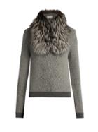Moncler Detachable Fur-collar Wool-blend Sweater