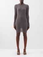 Victoria Beckham - Ribbed-knit Lurex Mini Dress - Womens - Dark Grey