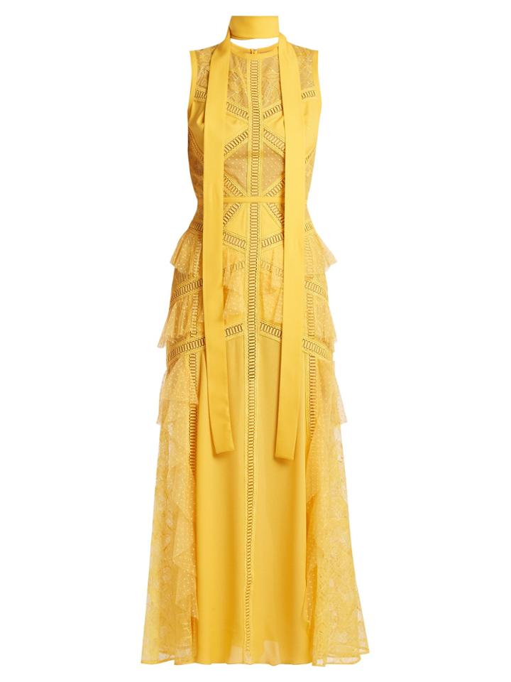 Elie Saab Tulle And Floral-lace Midi Dress