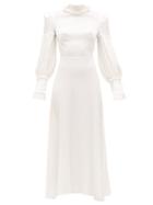 Matchesfashion.com The Vampire's Wife - The Dahlia Hammered Silk-blend Dress - Womens - White