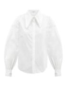 Matchesfashion.com Erdem - Eula Barrymore-collar Cotton-batiste Shirt - Womens - White