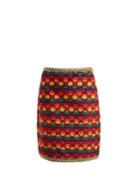 Gucci Logo-jacquard Striped Shaved-velvet Skirt