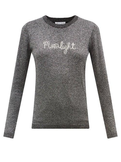 Bella Freud - Moonlight-embroidered Wool-blend Sweater - Womens - Silver