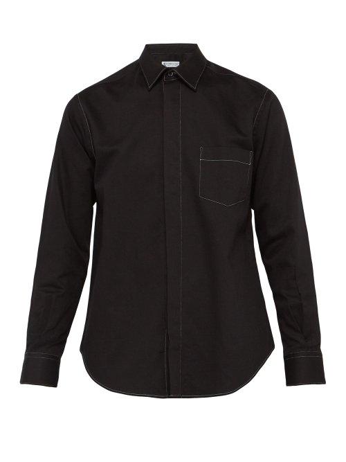 Matchesfashion.com Cobra S.c. - Contrast Stitching Cotton Blend Shirt - Mens - Black White