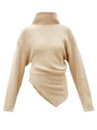 Matchesfashion.com Proenza Schouler - Roll-neck Asymmetric Wool Sweater - Womens - Beige