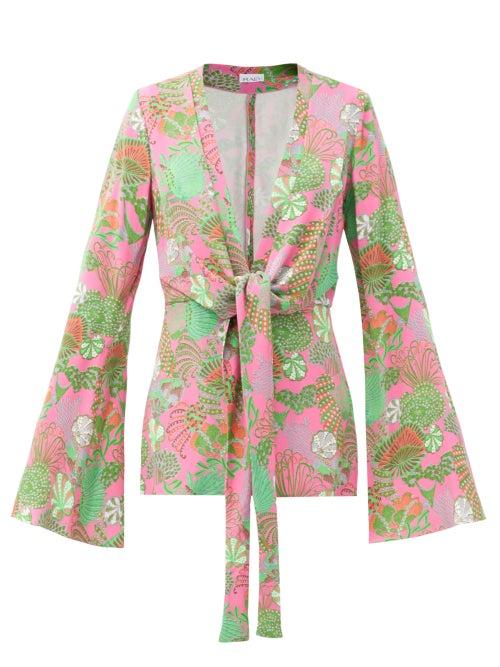 Matchesfashion.com Raey - Knot-front Psychedelic Floral-print Pyjama Jacket - Womens - Multi