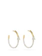 Matchesfashion.com Yvonne Lon - Diamond & 18kt Gold Chain Hoop Earrings - Womens - Silver Gold