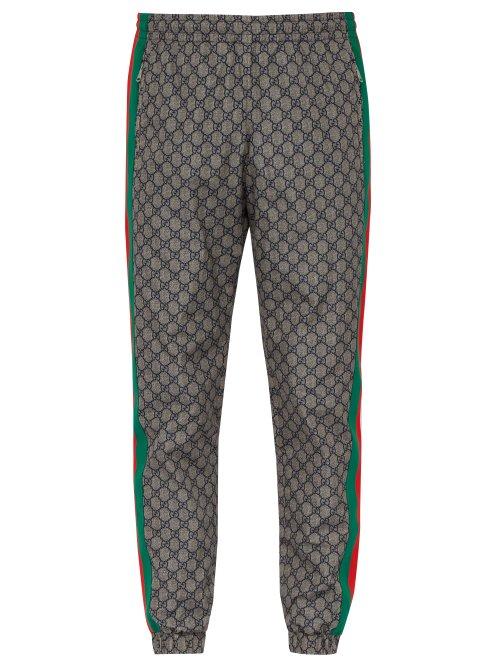 Matchesfashion.com Gucci - Gg Print Side Stripe Track Pants - Mens - Grey