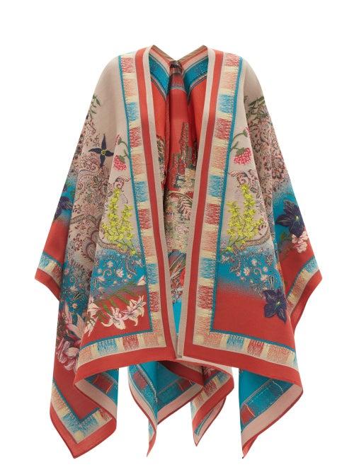 Ladies Accessories Etro - Wool-blend Jacquard Cape - Womens - Beige Multi